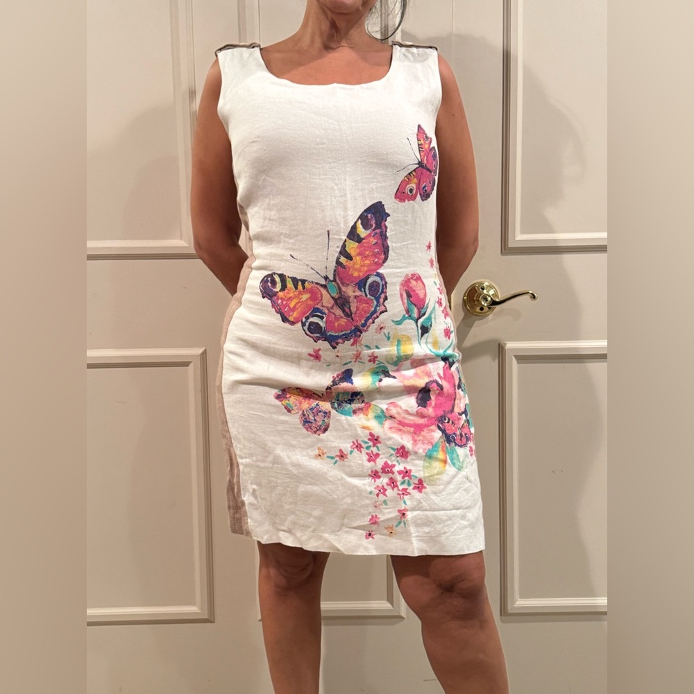 DOLCE GABBANA 100% Linen Butterfly dress